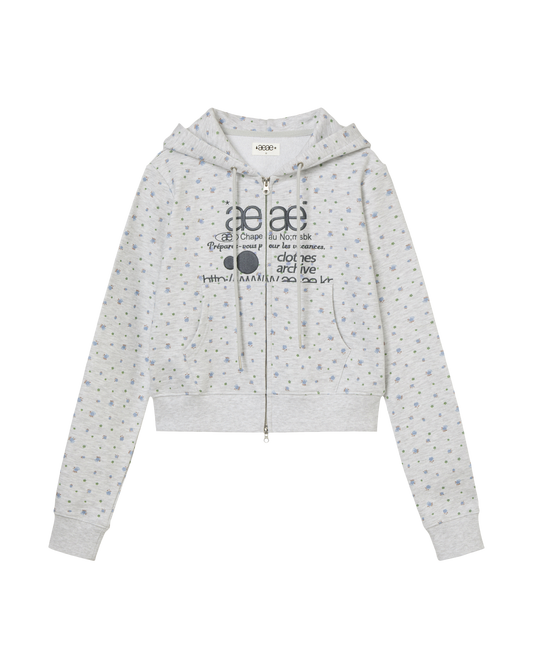 WEB LOGO FLOWER CROP HOOD ZIP UP
