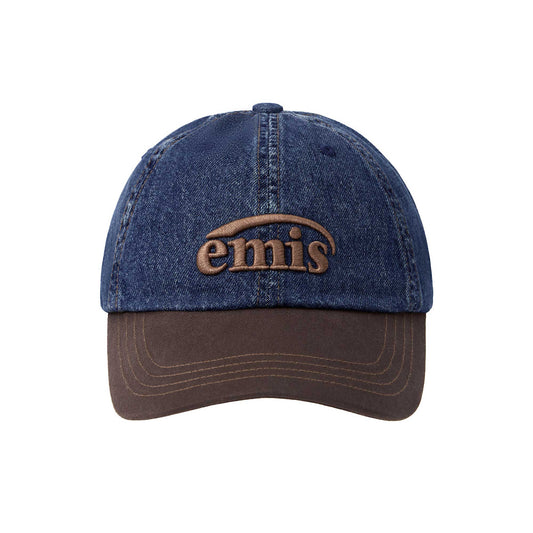 WASHED DENIM BALL CAP-BLUE/BROWN