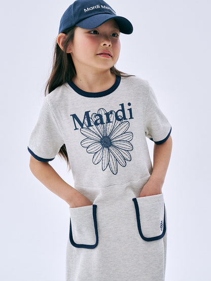 KIDS WAFFLE FLARE DRESS FLOWERMARDI