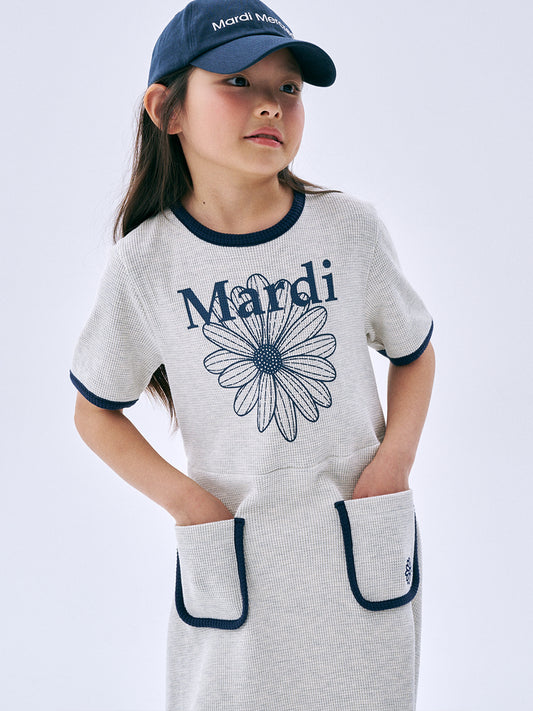 KIDS WAFFLE FLARE DRESS FLOWERMARDI
