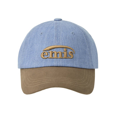 WASHED DENIM BALL CAP-LIGHT BLUE DENIM/BROWN