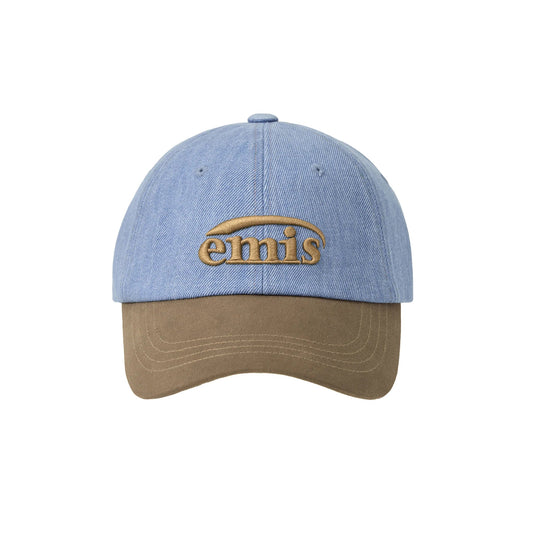 WASHED DENIM BALL CAP-LIGHT BLUE DENIM/BROWN