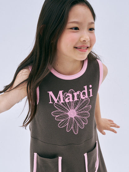 KIDS WAFFLE FLARE DRESS SLEEVELESS FLOWERMARDI