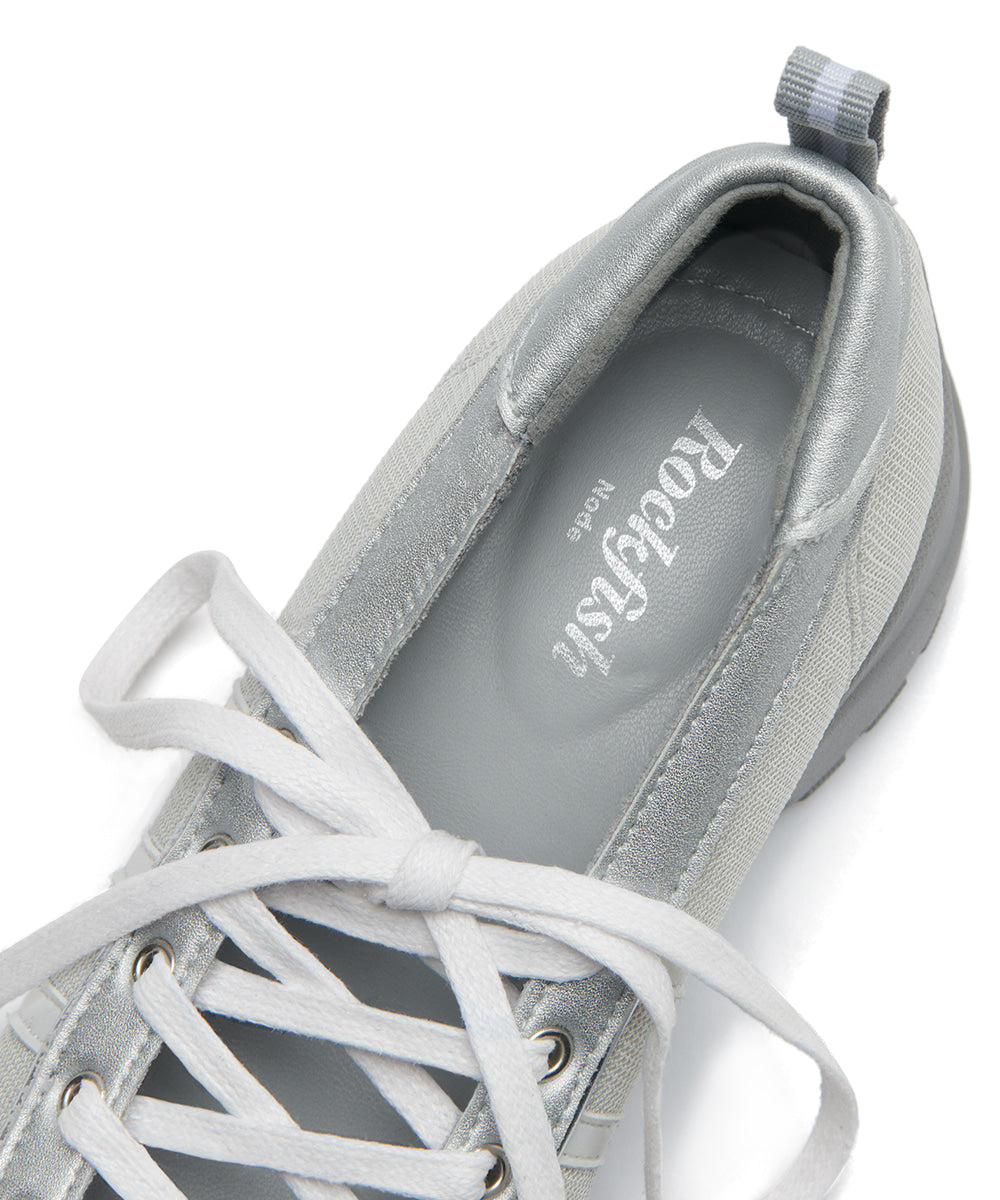 BLISS HEEL LACEUP SNEAKERS-SILVER