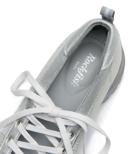 BLISS HEEL LACEUP SNEAKERS-SILVER
