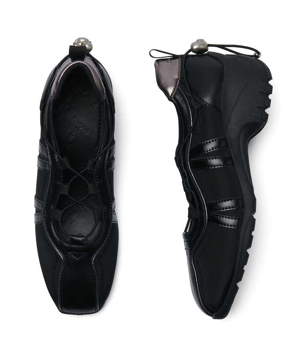 BLISS HEEL STRING SNEAKERS-BLACK