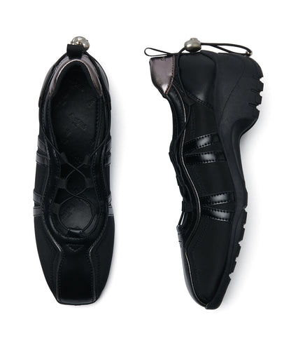 BLISS HEEL STRING SNEAKERS-BLACK