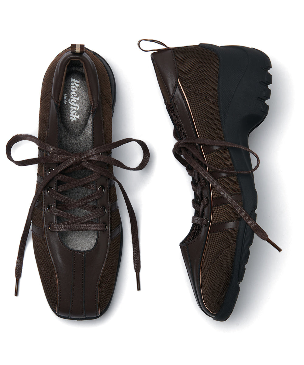 BLISS HEEL LACEUP SNEAKERS-CHOCO