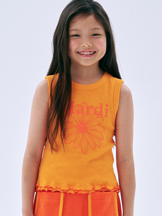 KIDS WAFFLE SLEEVELESS FLOWERMARDI FRILL