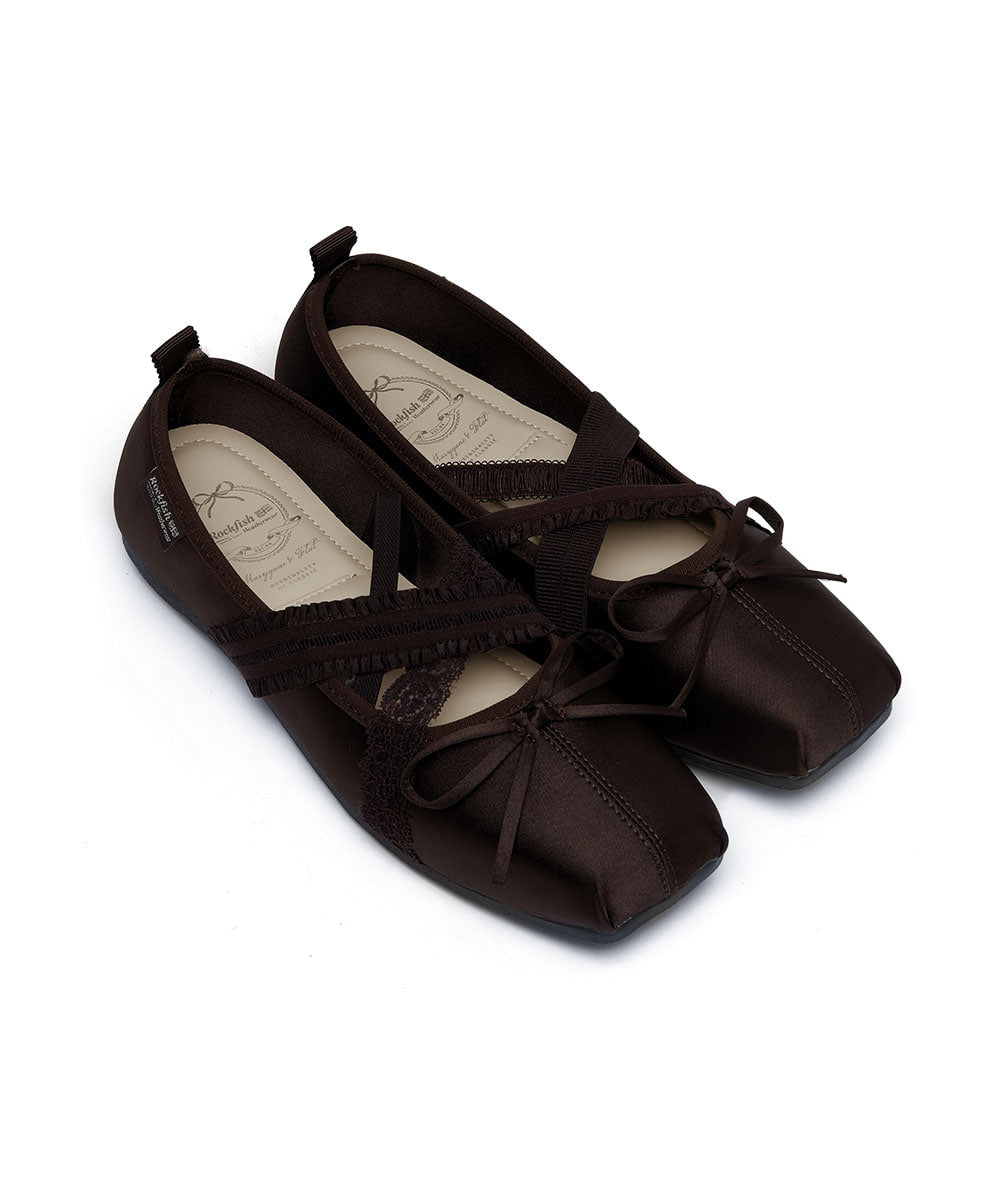 BANDING BALLET FLATS-BROWN