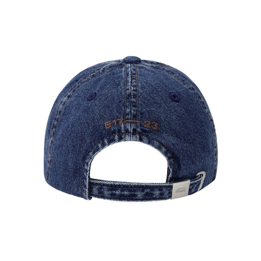 WASHED DENIM BALL CAP-BLUE/BROWN