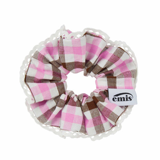 BLOCK CHECK SCRUNCHIE-PINK_BROWN