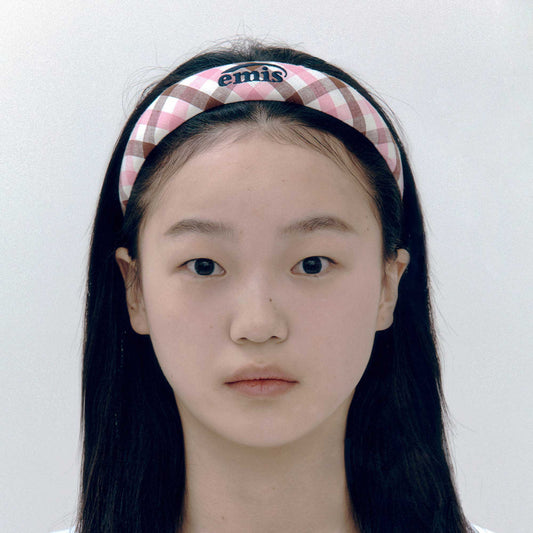 BLOCK CHECK HAIRBAND-PINK_BROWN