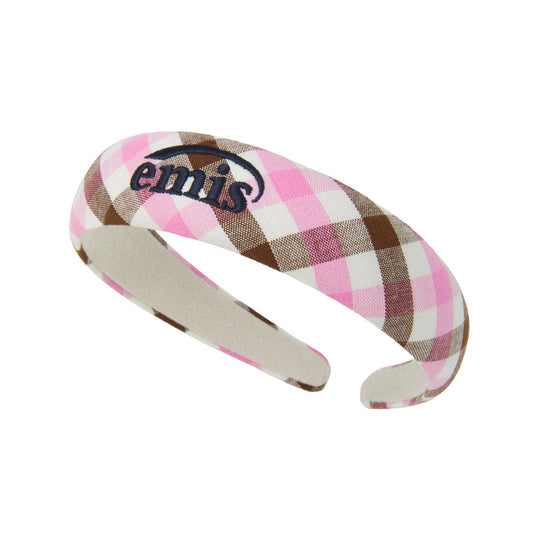 BLOCK CHECK HAIRBAND-PINK_BROWN