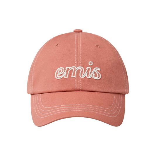 LETTERING LOGO WHITE STITCH BALL CAP-CORAL