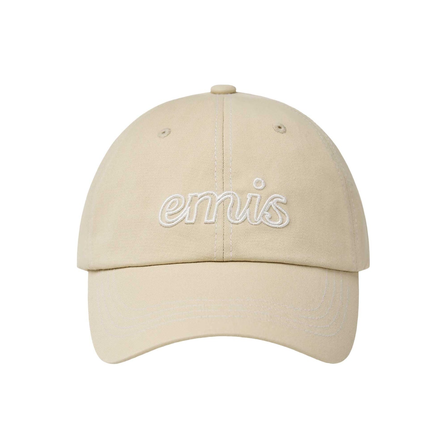 LETTERING LOGO WHITE STITCH BALL CAP-LIGHT BEIGE