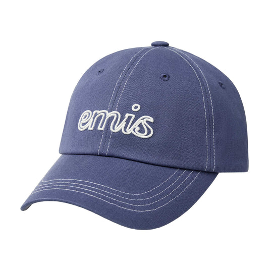 LETTERING LOGO WHITE STITCH BALL CAP-NAVY