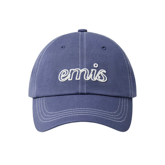 LETTERING LOGO WHITE STITCH BALL CAP-NAVY