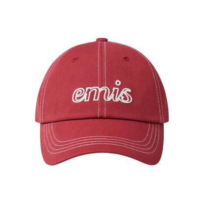 LETTERING LOGO WHITE STITCH BALL CAP-RED