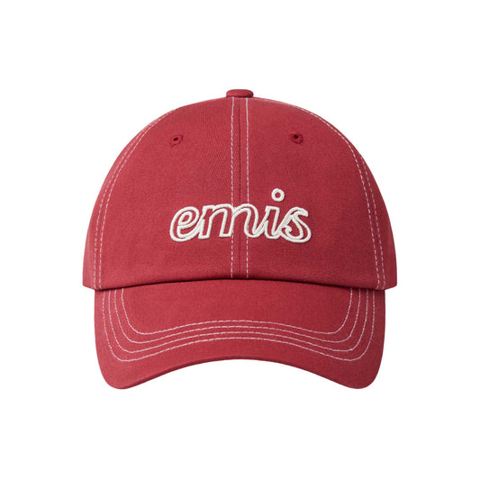 LETTERING LOGO WHITE STITCH BALL CAP-RED