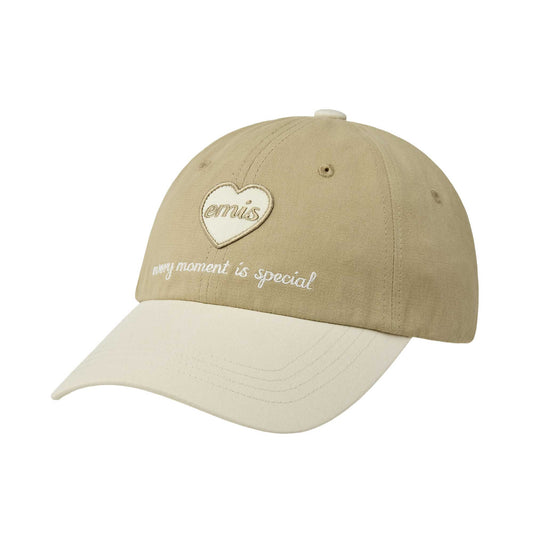 HEART WAPPEN TONE ON TONE BALL CAP-BEIGE