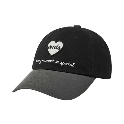 HEART WAPPEN TONE ON TONE BALL CAP-BLACK
