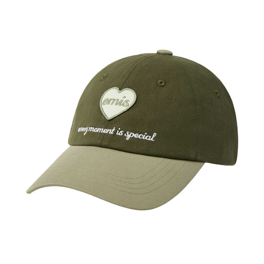 HEART WAPPEN TONE ON TONE BALL CAP-KHAKI