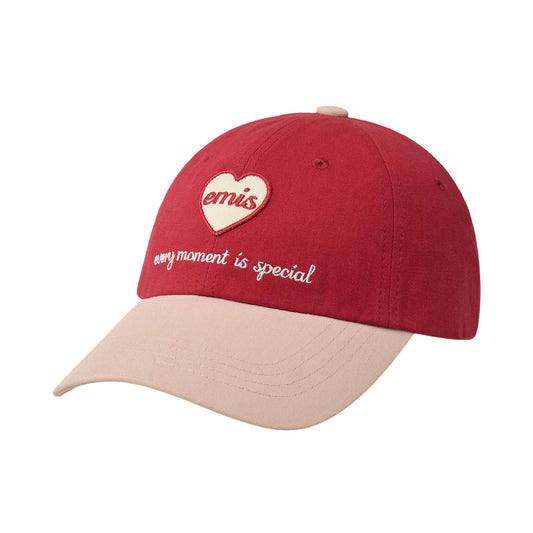 HEART WAPPEN TONE ON TONE BALL CAP-RED