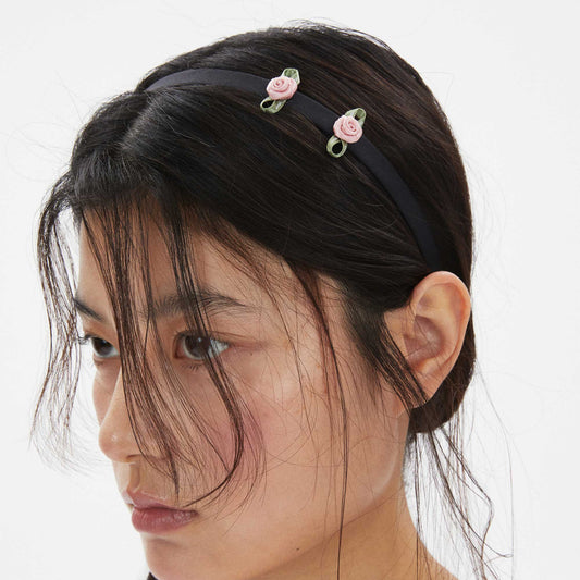 MINI CORSAGE HAIRBAND-BLACK