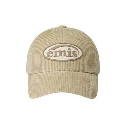 RUBBER PATCH CORDUROY BALL CAP-BEIGE