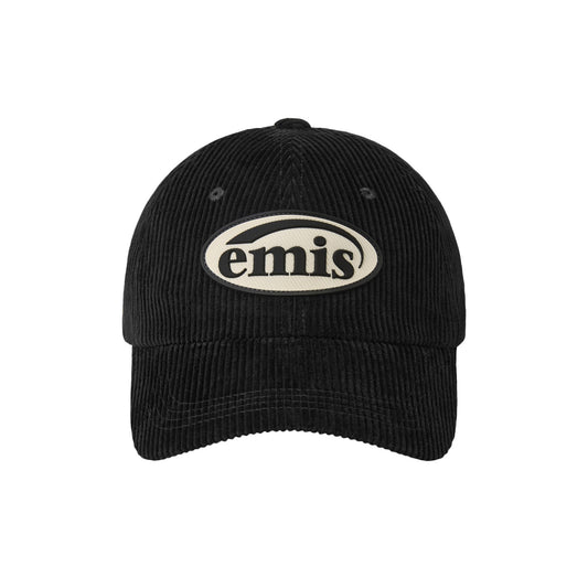 RUBBER PATCH CORDUROY BALL CAP-BLACK