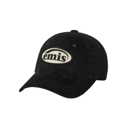 RUBBER PATCH CORDUROY BALL CAP-BLACK