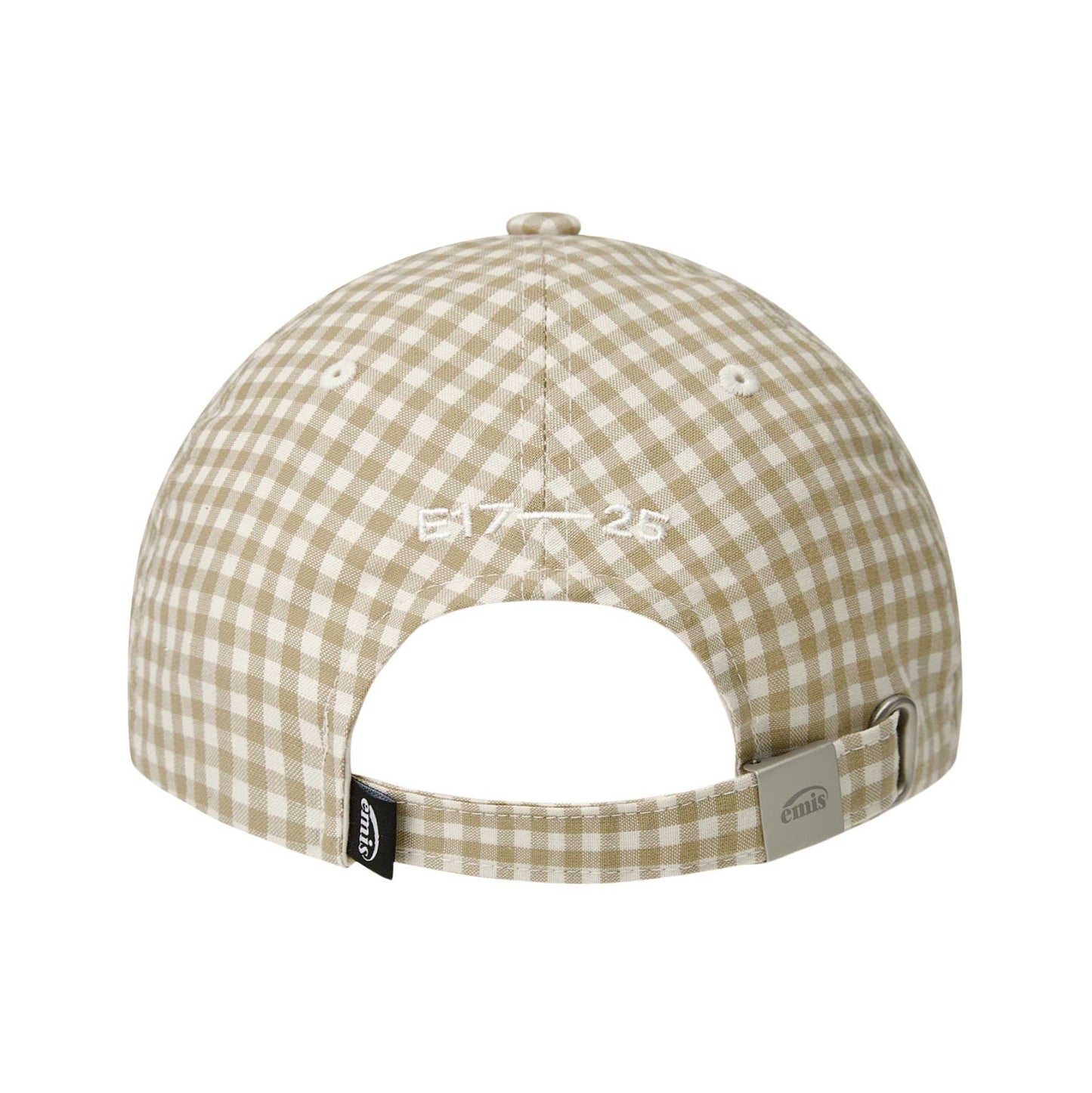 GINGHAM CHECK BALL CAP-BEIGE