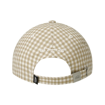 GINGHAM CHECK BALL CAP-BEIGE