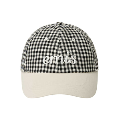 GINGHAM CHECK BALL CAP-BLACK