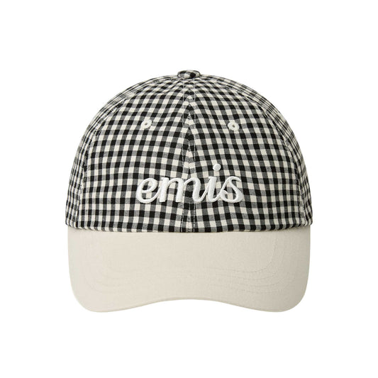 GINGHAM CHECK BALL CAP-BLACK