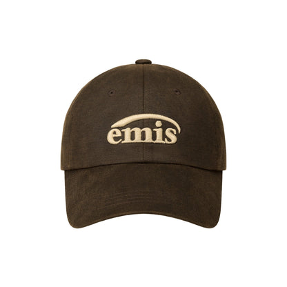 WASHED FAUX LEATHER BALL CAP-BROWN