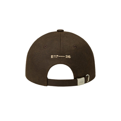 WASHED FAUX LEATHER BALL CAP-BROWN