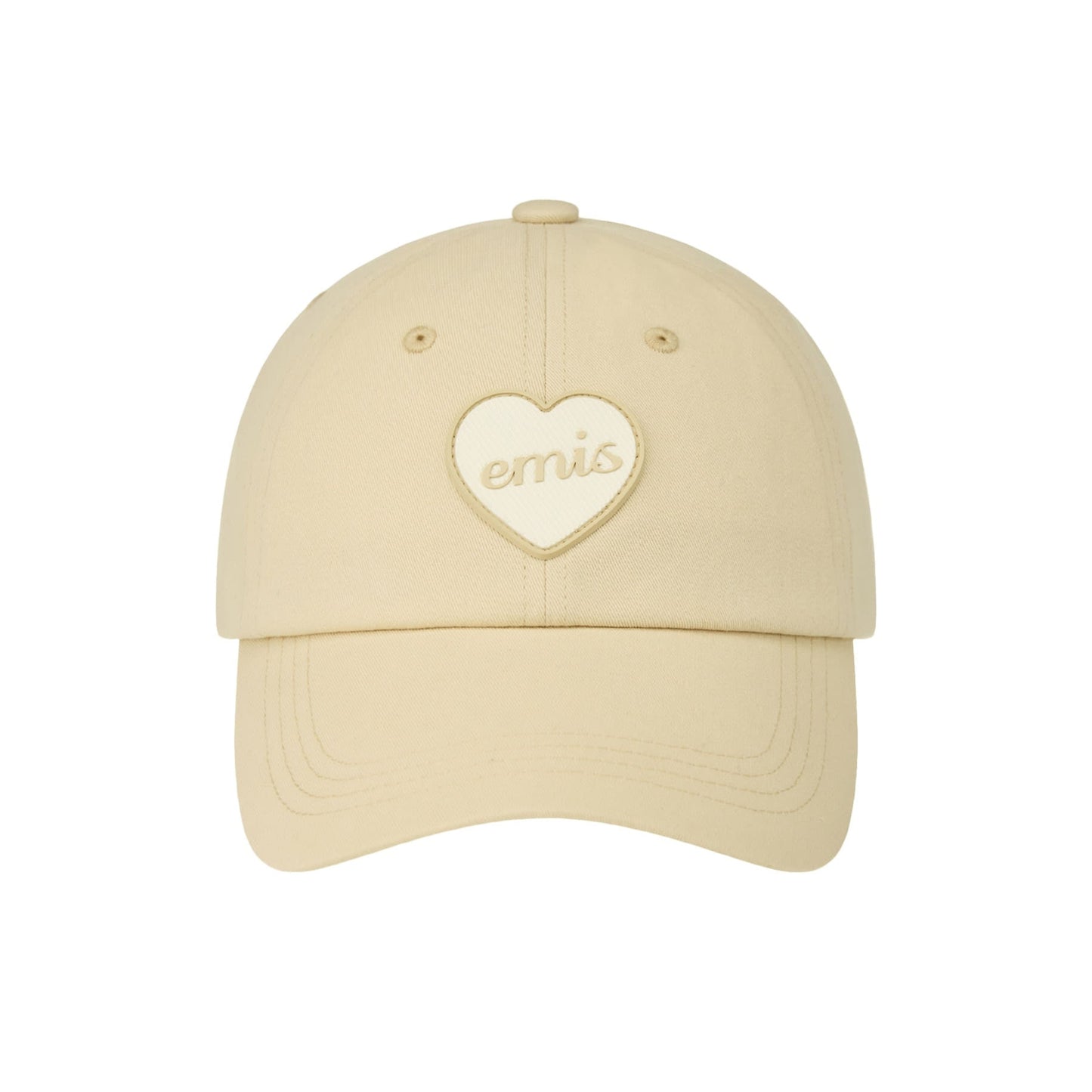 HEART RUBBER PATCH BALL CAP-BEIGE
