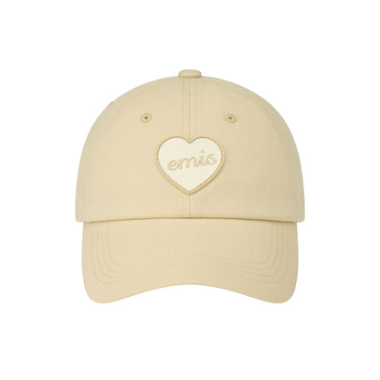 HEART RUBBER PATCH BALL CAP-BEIGE