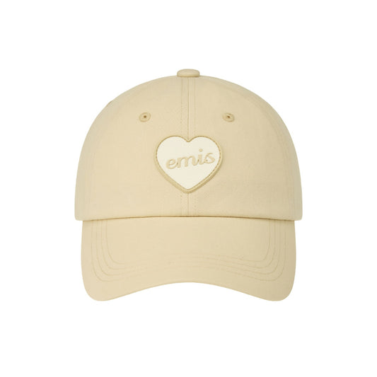 HEART RUBBER PATCH BALL CAP-BEIGE