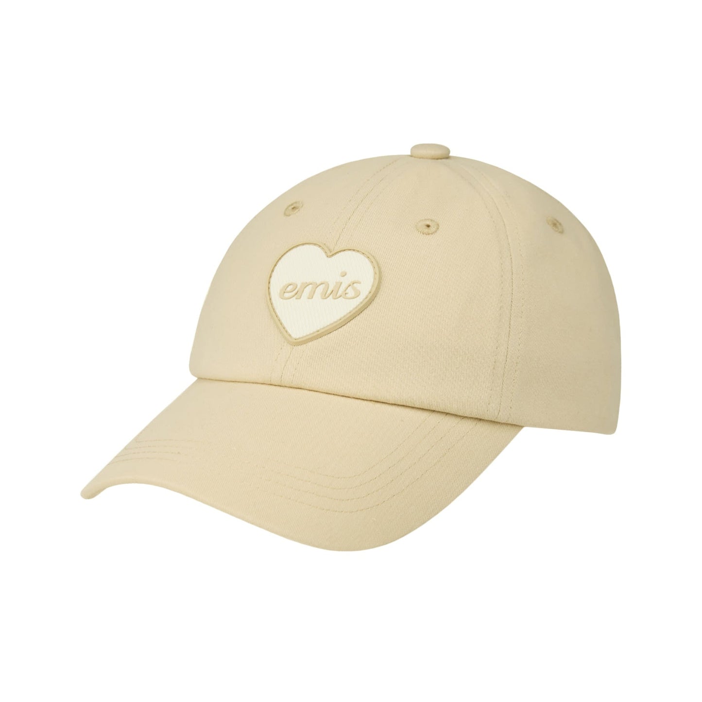 HEART RUBBER PATCH BALL CAP-BEIGE