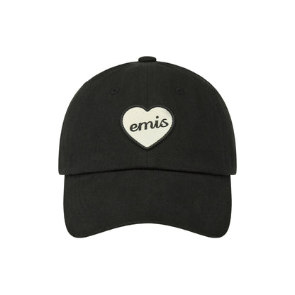 HEART RUBBER PATCH BALL CAP-BLACK