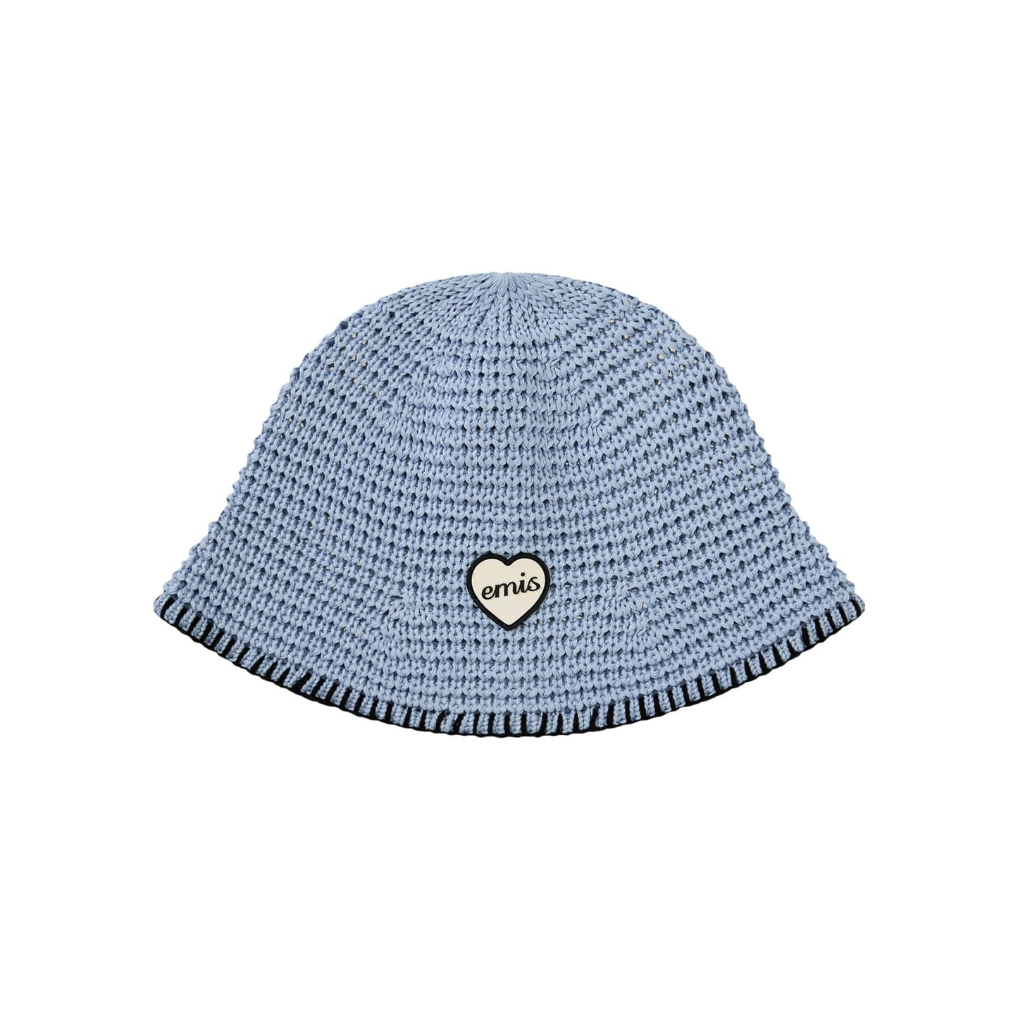 HEART RUBBER PATCH KNIT BUCKET HAT