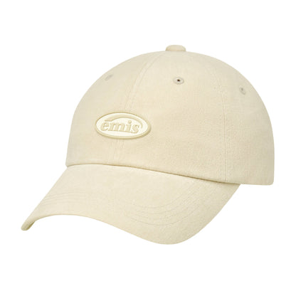 MINI RUBBER PATCH BRUSHED BALL CAP-CREAM