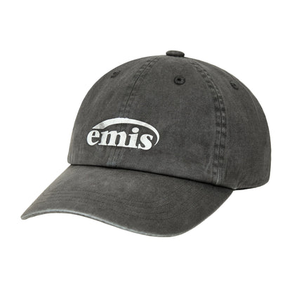 LOGO PRINT PIGMENT DYEING BALL CAP-GRAY