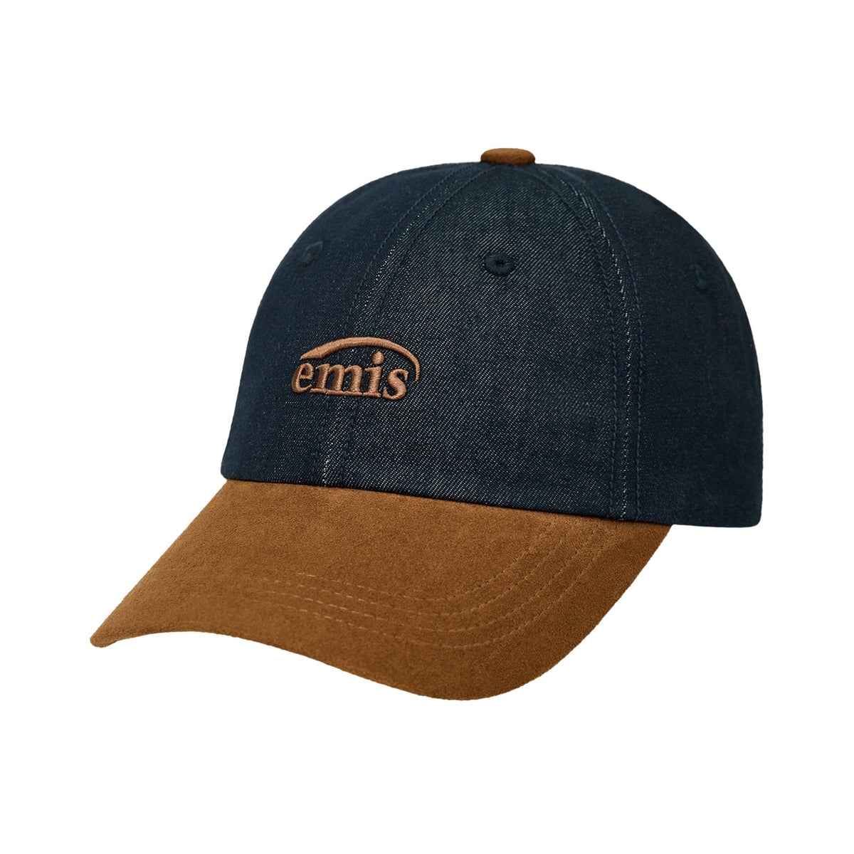SMALL LOGO SUEDE BRIM BALL CAP-BLUE DENIM