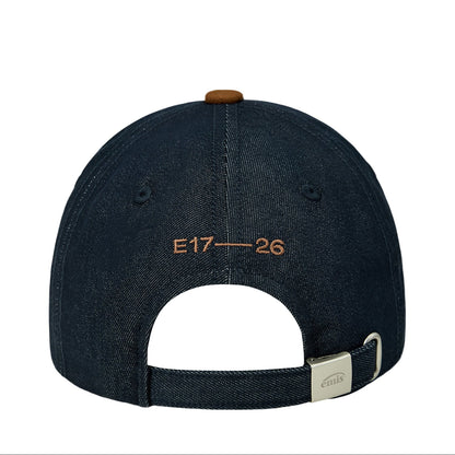 SMALL LOGO SUEDE BRIM BALL CAP-BLUE DENIM