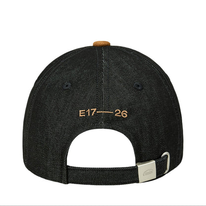 SMALL LOGO SUEDE BRIM BALL CAP-BLACK