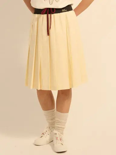 COTTON PLEATED MIDI SKIRT